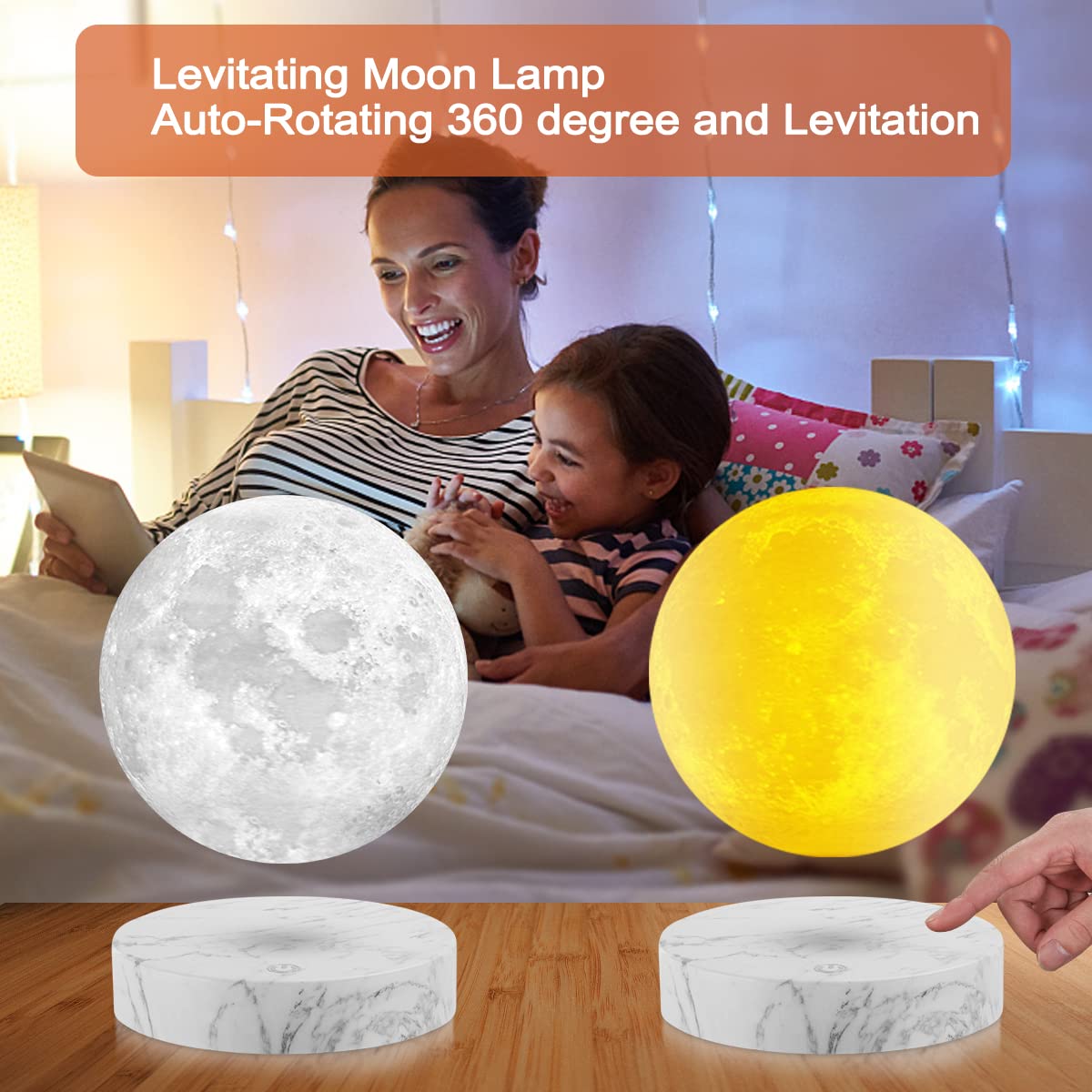 Zwevende Maan Lamp Magnetische Levitatie 3D Afdrukken Maanlicht Drijvende Lampen Bol LED Maan Nachtverlichting Kamer Decor Creatief Cadeau voor Kinderen Vrienden (16 Kleuren