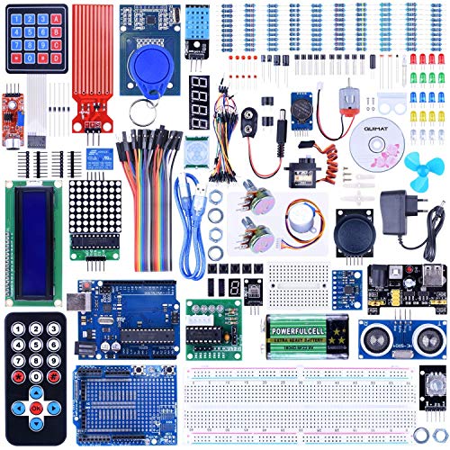 Quimat Project Complete Ultimate Starter Kit Compatitable with ArduinoIDEï¼ŒDevelopment Board,Expansion Board,LCD1602, HC-SR501, Ultrasonic Sensor Module with Bracket and Tutorial (69 Items) QK27