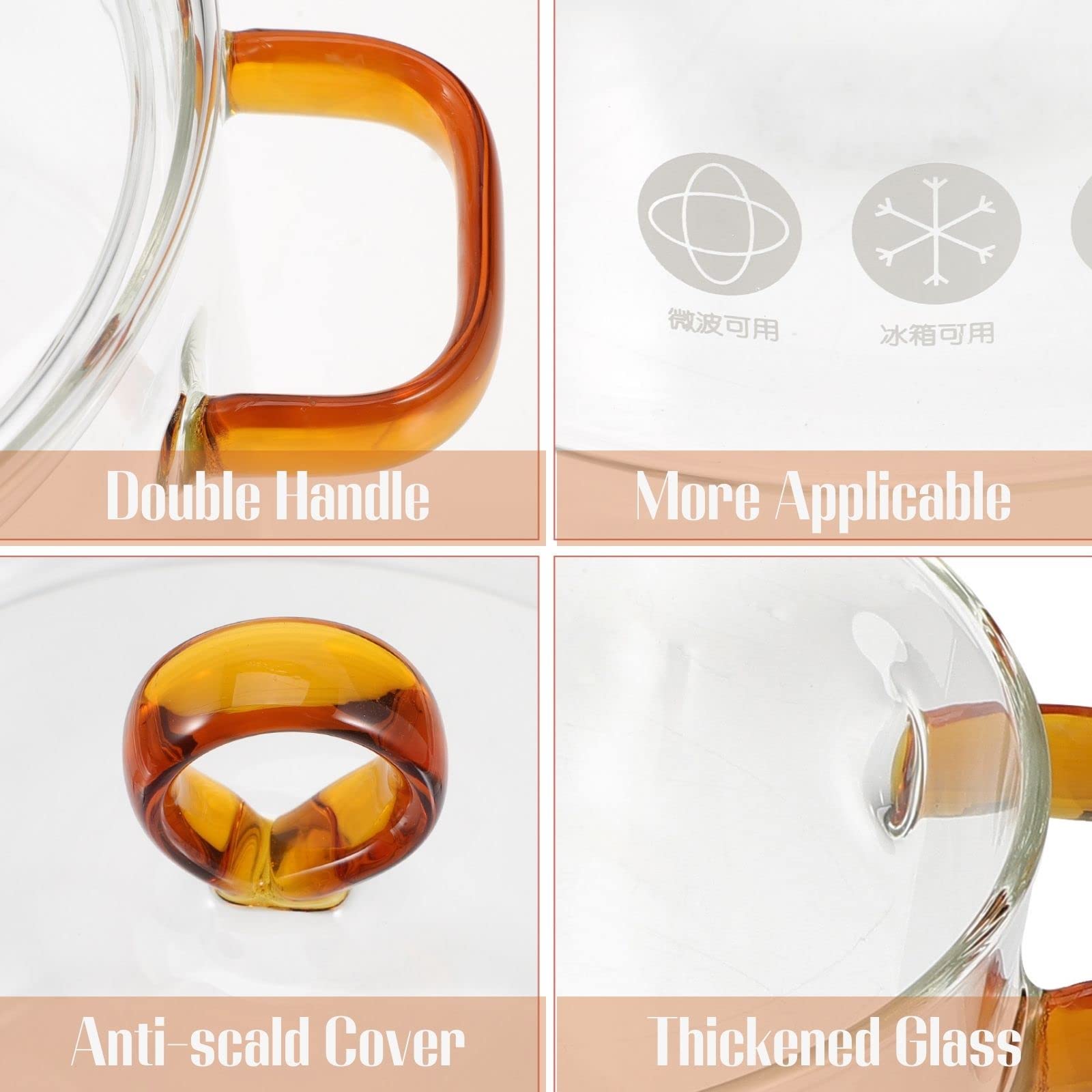 ERINGOGO Glass Saucepan with Cover - 50oz Stovetop Cooking Pot with Lid and Handle High Borosilicate Glass Cookware Stock Pot Simmer Pot Clear Soup Pot for Noodle/Milk/Pasta