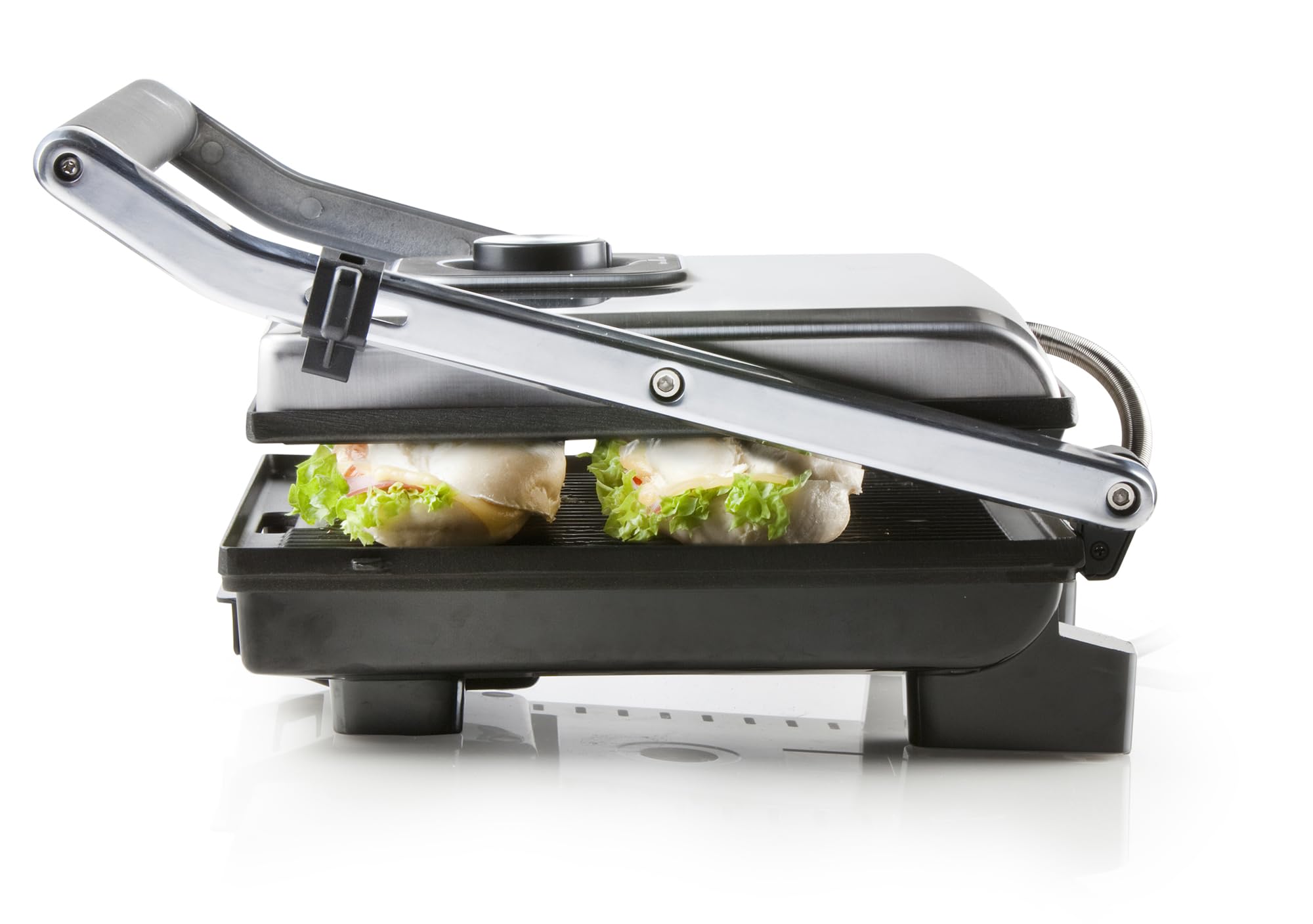 DOMO Kontaktgrill – 2000 W, Panini Grill, Thermostat, Edelstahl