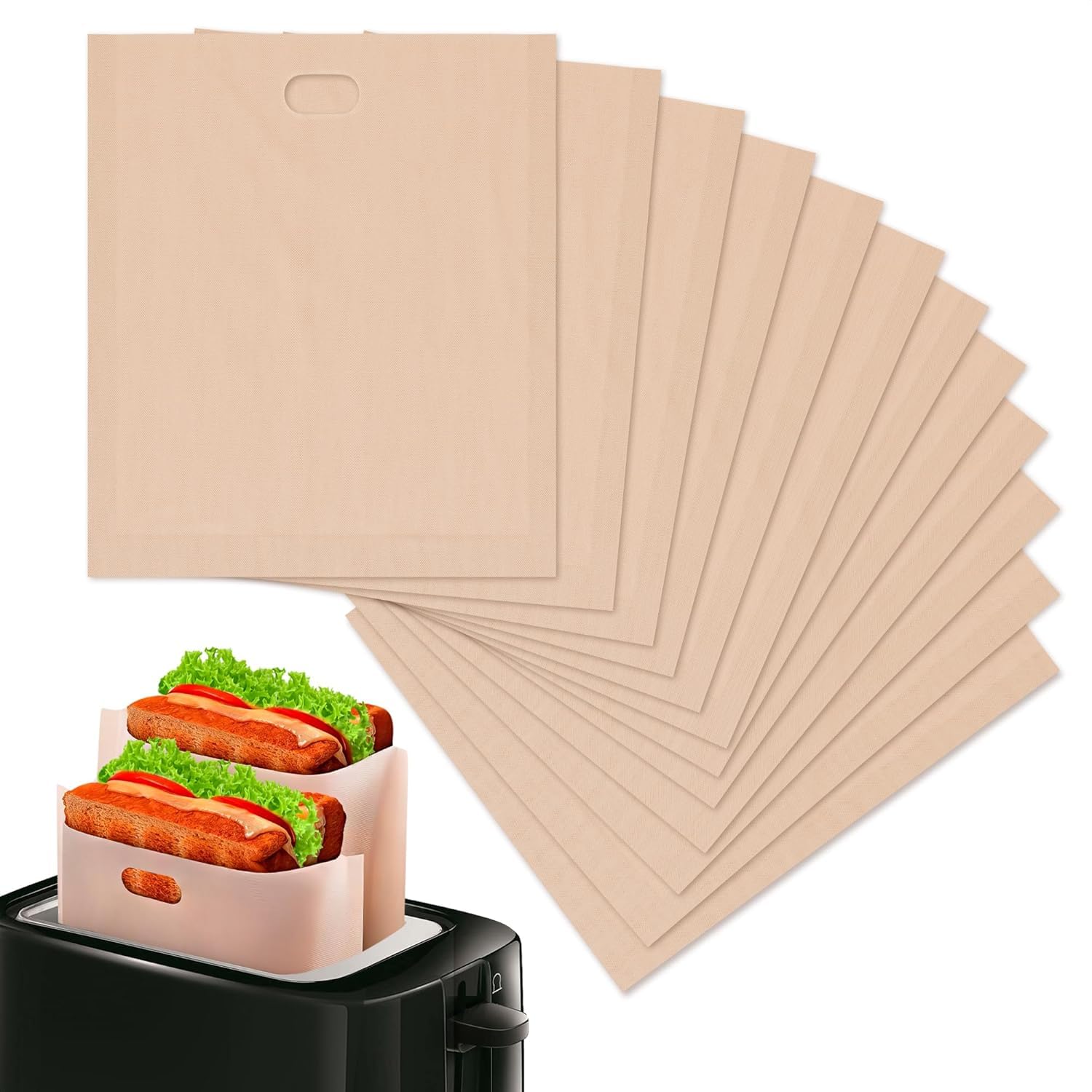 6Pcs Non-Stick Toaster Bags Reusable – Grilled Cheese Bags, Heat-Resistant & Easy to Clean | Mess-Free Toasting, Sandwiches, & More | Compatible with Toaster, Oven, Microwave & Grill-image-31