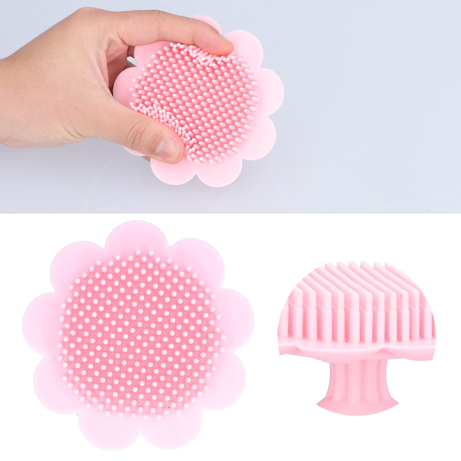 Baby-Kopfschrubber, Baby-Shampoo-Bürste, weiche Silikon-Peeling-Bürste mit ergonomischem Griff für das Bad (rosa)