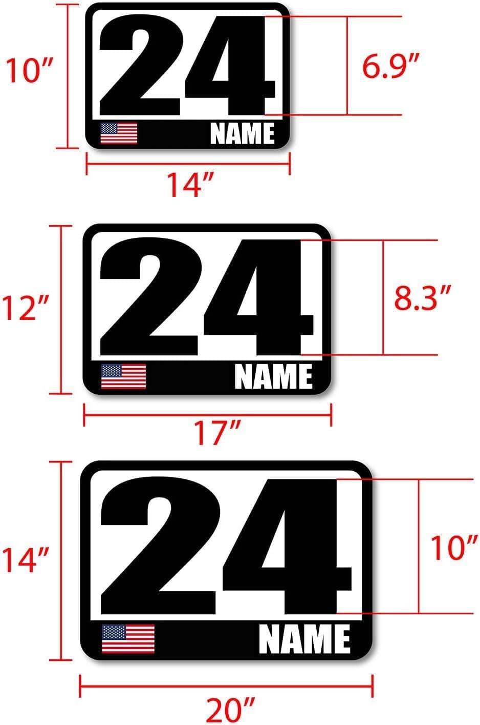MC MOTOPARTS Track Day Custom Car Racing Autocross Numbers Sticker Name Flag Car Door Vinyl Decal 10" 12" 14" Inch 2 Pieces