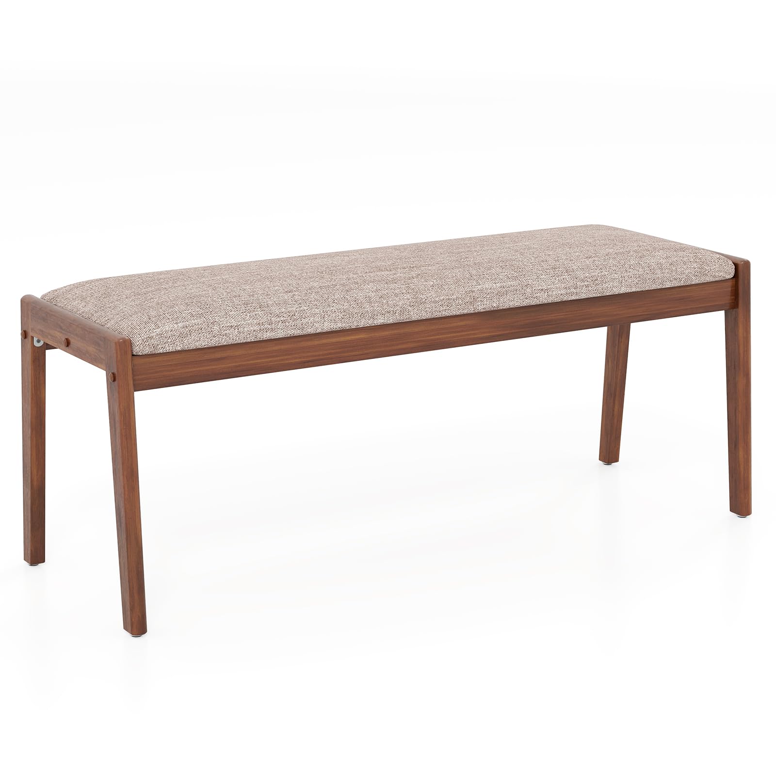 Giantex 45" Upholstered Entryway Bench with Rubber Wood Legs & Fabric Padded Seat, 400Lbs Capacity, Farmhouse Dining Bench for End of Bed, Hallway, Bedroom, Kitchen, Dining Room, Beige