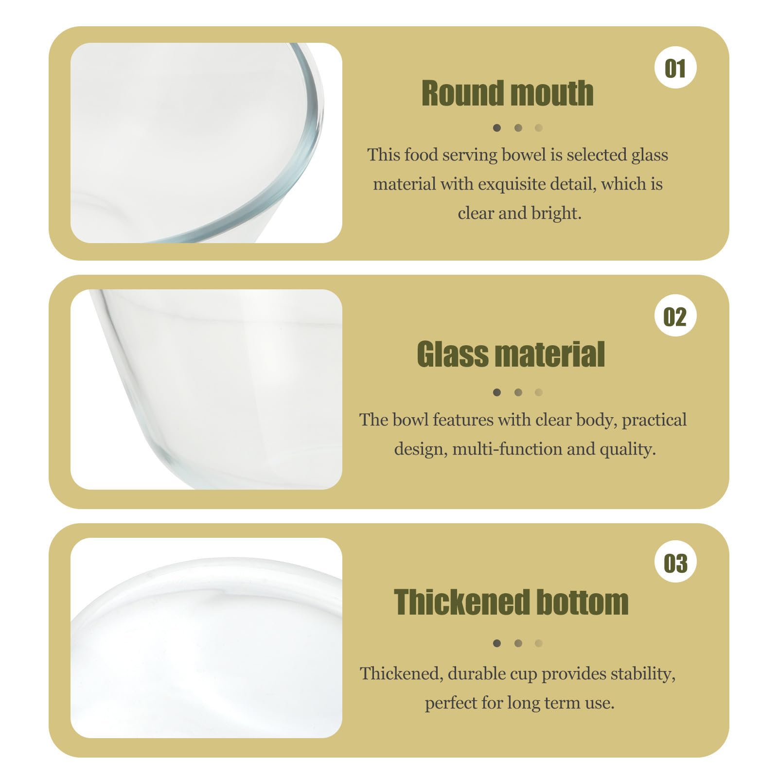 4 Stück Klare Glasschüsseln 500ml bis 1600ml Mikrowellengeeignet und Kälteresistent Multifunktionale Salatschüsseln für Dessert und Nudeln
