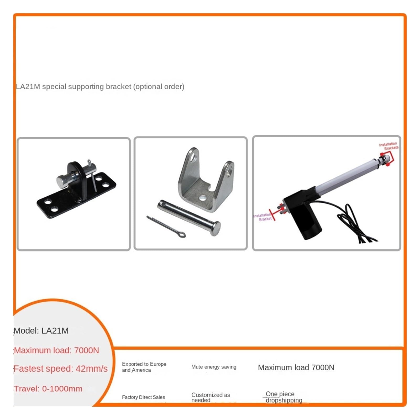 Actionneur linéaire, 12V DC 500mm Course 42mm/s Vitesse rapide 6000N 600KG Heavy Duty Nouvel actionneur linéaire(42mm-s 500mm 1000N)