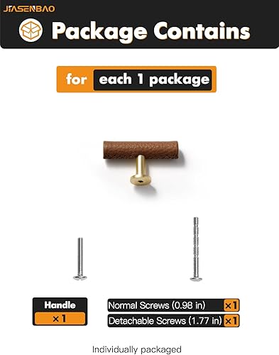 Miniatura 3 de Paquete de 5 tiradores de cuero marrón para cajones de cocina, tocador de baño, pomos de armario