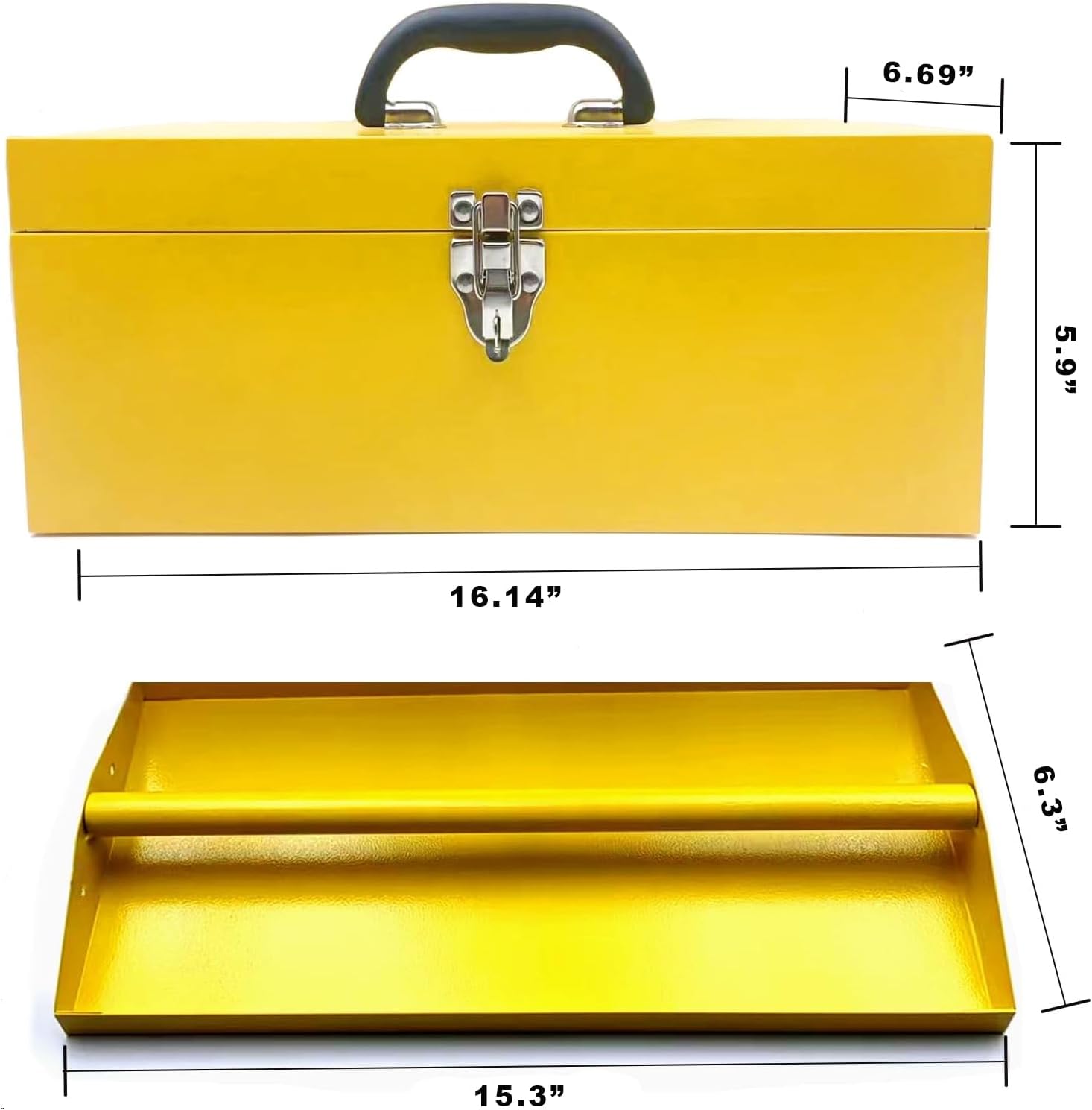 Large Tool Box Organizer Took Box Fishing Tackle Box 16 Inch Tool Box Small Metal Toolbox Organizer With Metal Latch and Handle for Household Warehouse Tools Storage Yellow