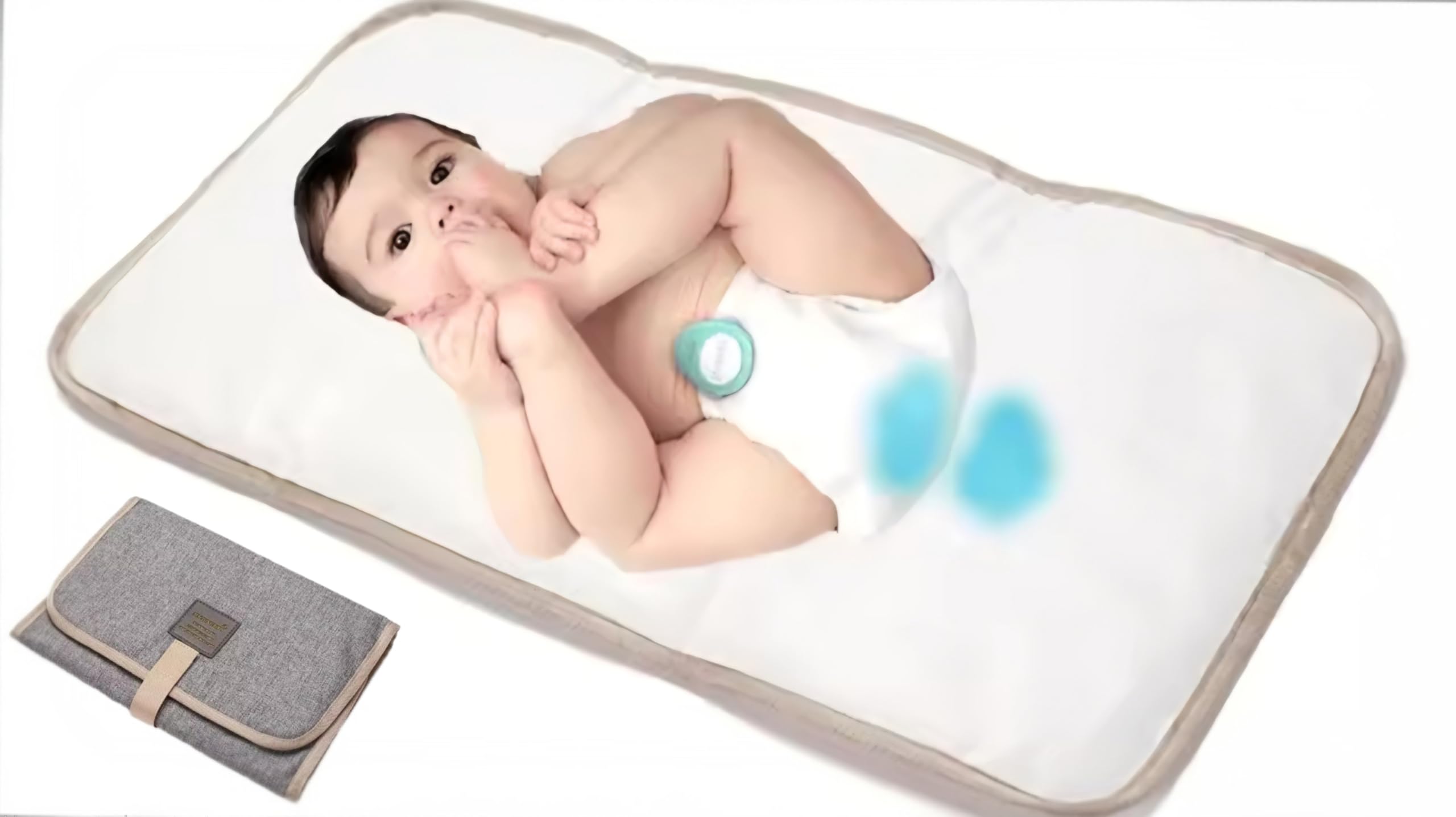 Portable Baby Changing Mat, Waterproof Travel Nappy Pad with Grey