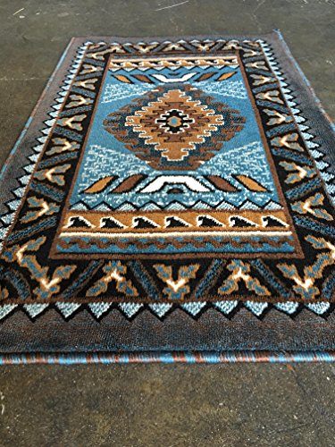 Tapete decorativo diseño nativo americano azul y marrón miniatura 5