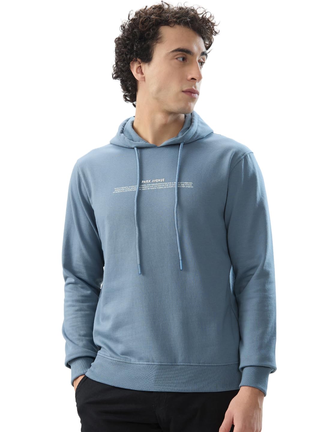 park avenue Men Slim Fit Print Pattern Cotton Polyester Blend Hoodie Full Sleeve Casual Sweatshirt-picture-16