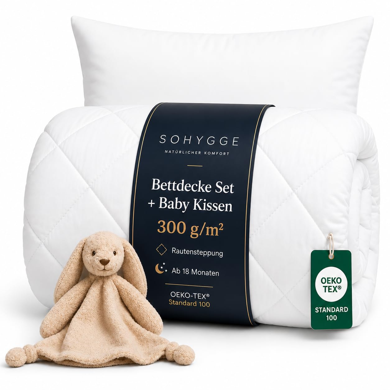 SOHYGGE Kinderbettdecken-Set 100 x 135 + Kissen 35 x 55 cm – für Bett 70 x 140 cm – Ultra Weich – 4 Jahreszeiten – Waschbar bei 60°C – Zertifiziert nach Öko-Tex – Kinderbettwäsche Babybettwäsche