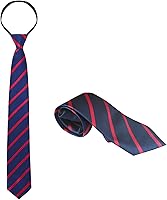 NINLEGA Navy Blue & Red Striped Adjustable Pretend Tie Necktie for Halloween Cosplay Costume Parties