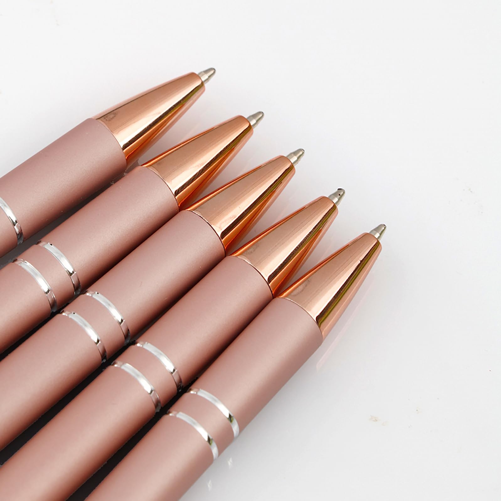 YOXMJDB Cute Pens for Women, 6 Pcs Rose Gold Pens Metal Ballpoint Pen Bulk, 1.0mm Medium Point Black Ink, Office and School Supplies Cool Fun Pen Gifts for Women Teacher Nurse (Rose Gold)