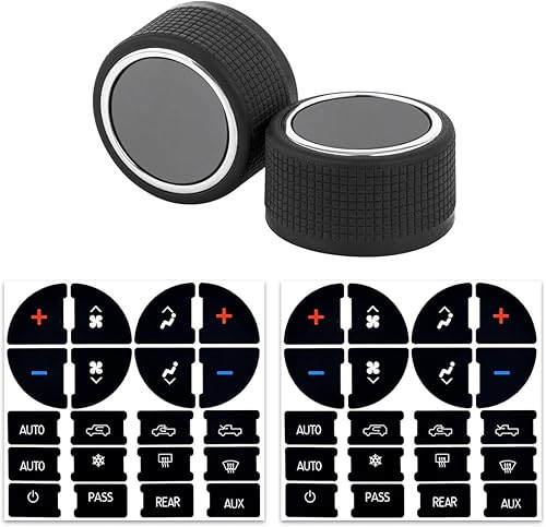 Sylvil 4 piezas de perilla de control de volumen de radio trasera con adhesivo de botón de tablero de CA, calcomanías de panel de CA y kit de