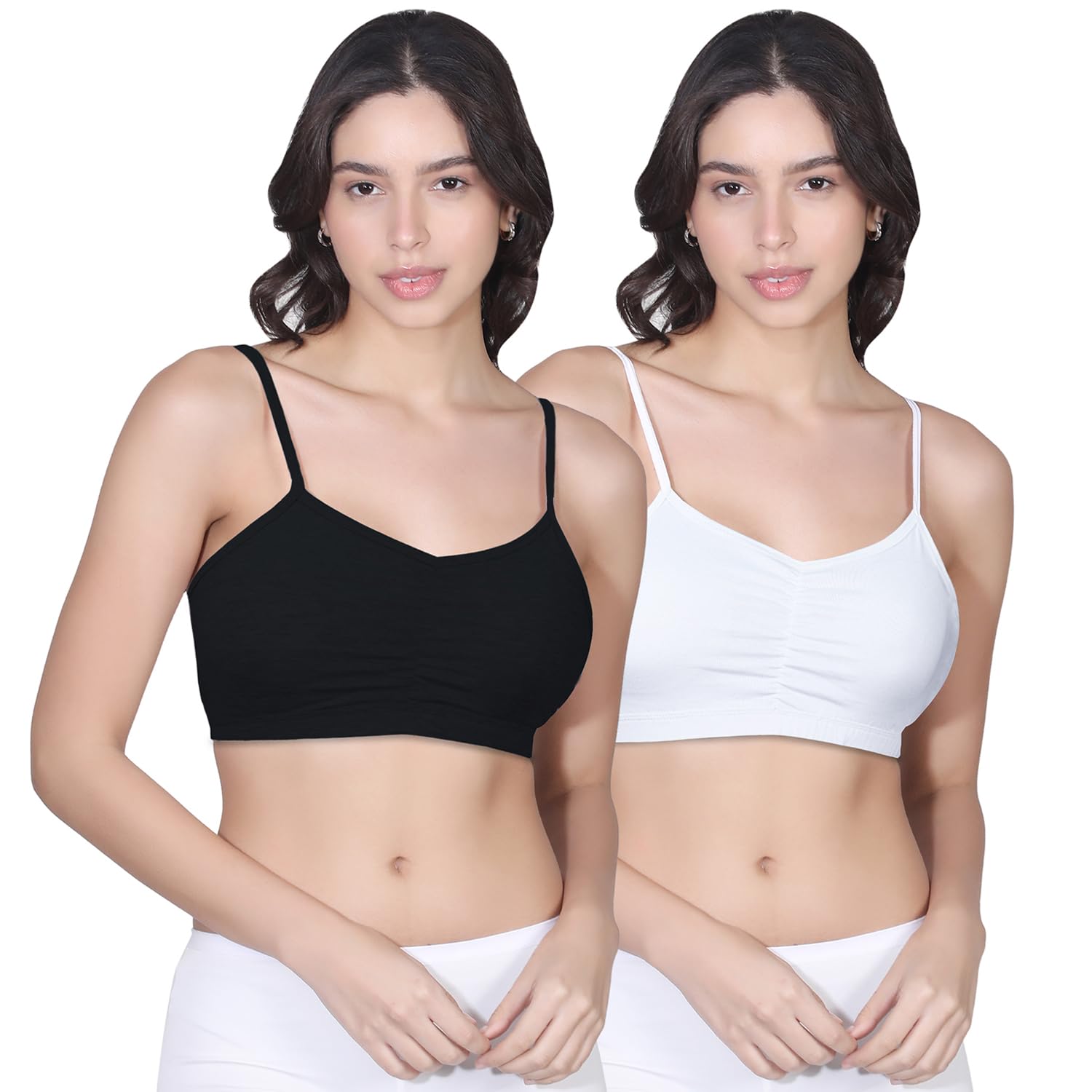 Padded Sports Bra for Women's, High Impact Sports Bra, Removable Pads, Non Wired T-Shirt Bra, Full Coverage, Elasticated Underband, Daily Use Running Bra (Pack of 2)