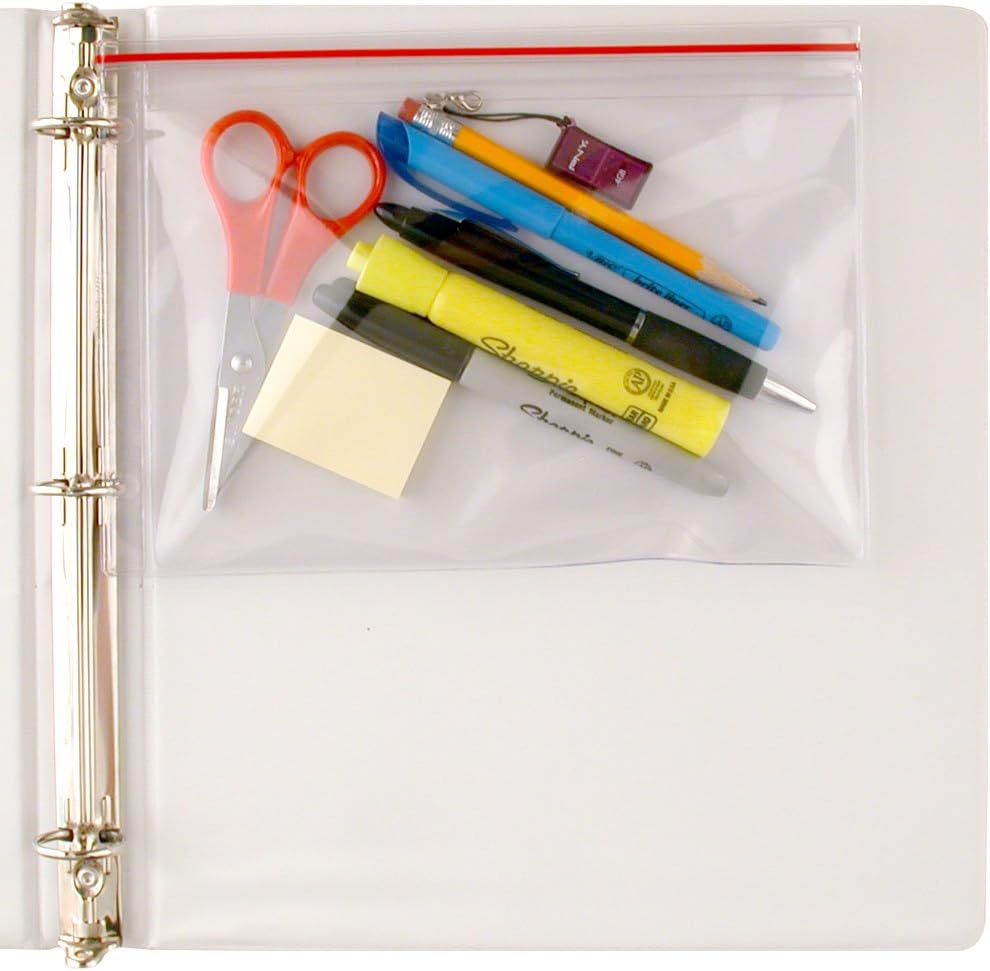 StoreSMART® Pencil Supply Zipper Case for 3-Ring Binders - 10-Pack - 5 3/4" x 8 1/4" - Vinyl Plastic - SPCR2369ZIPL-10