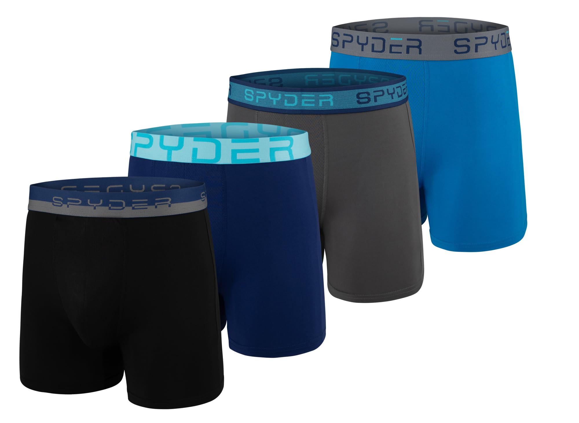 Spyder Mens Boxer Briefs 4 Pack Poly Spandex Performance Boxer Briefs Underwear