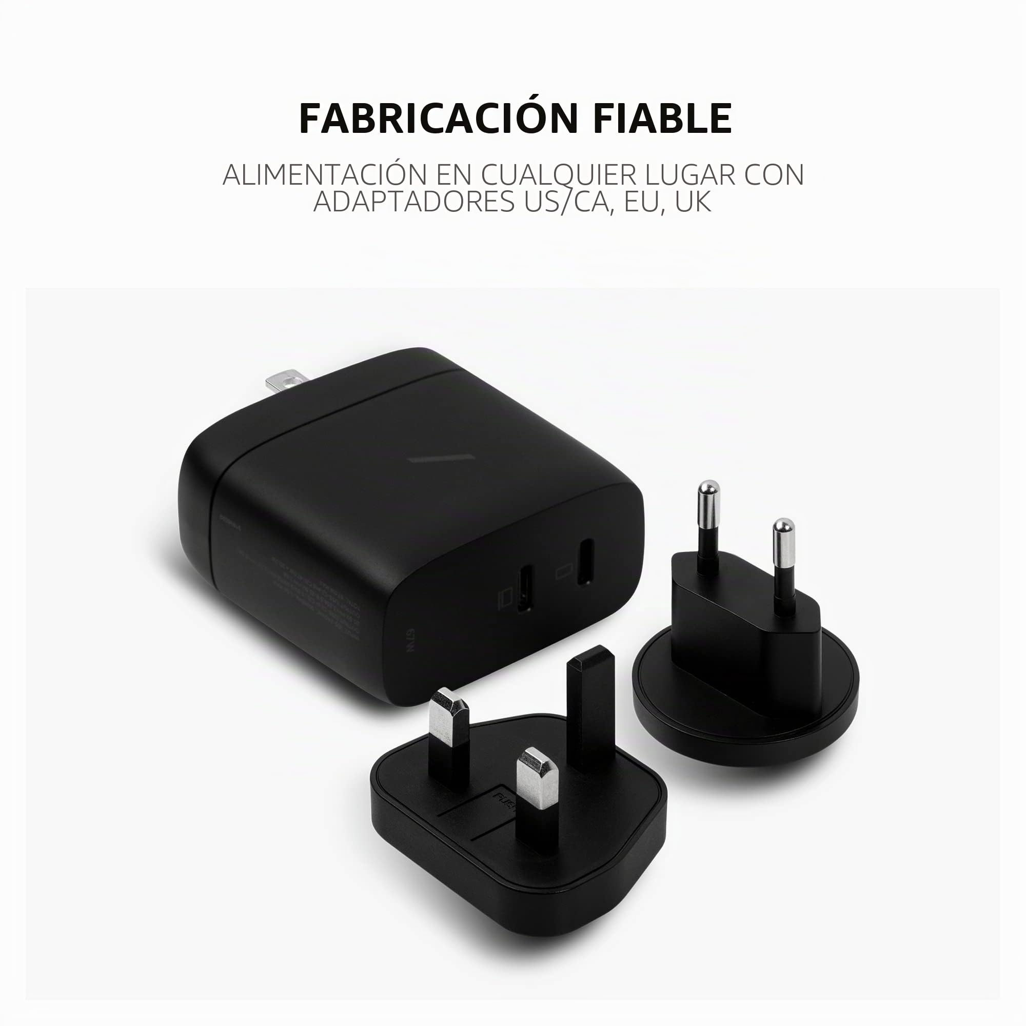 Native Union Cargador de GAN rápido PD 67W - Cargador USB-C Ultracompacto de 67 W con Power Delivery - para MacBook Air, iPads, iPhones y Más (Negro)