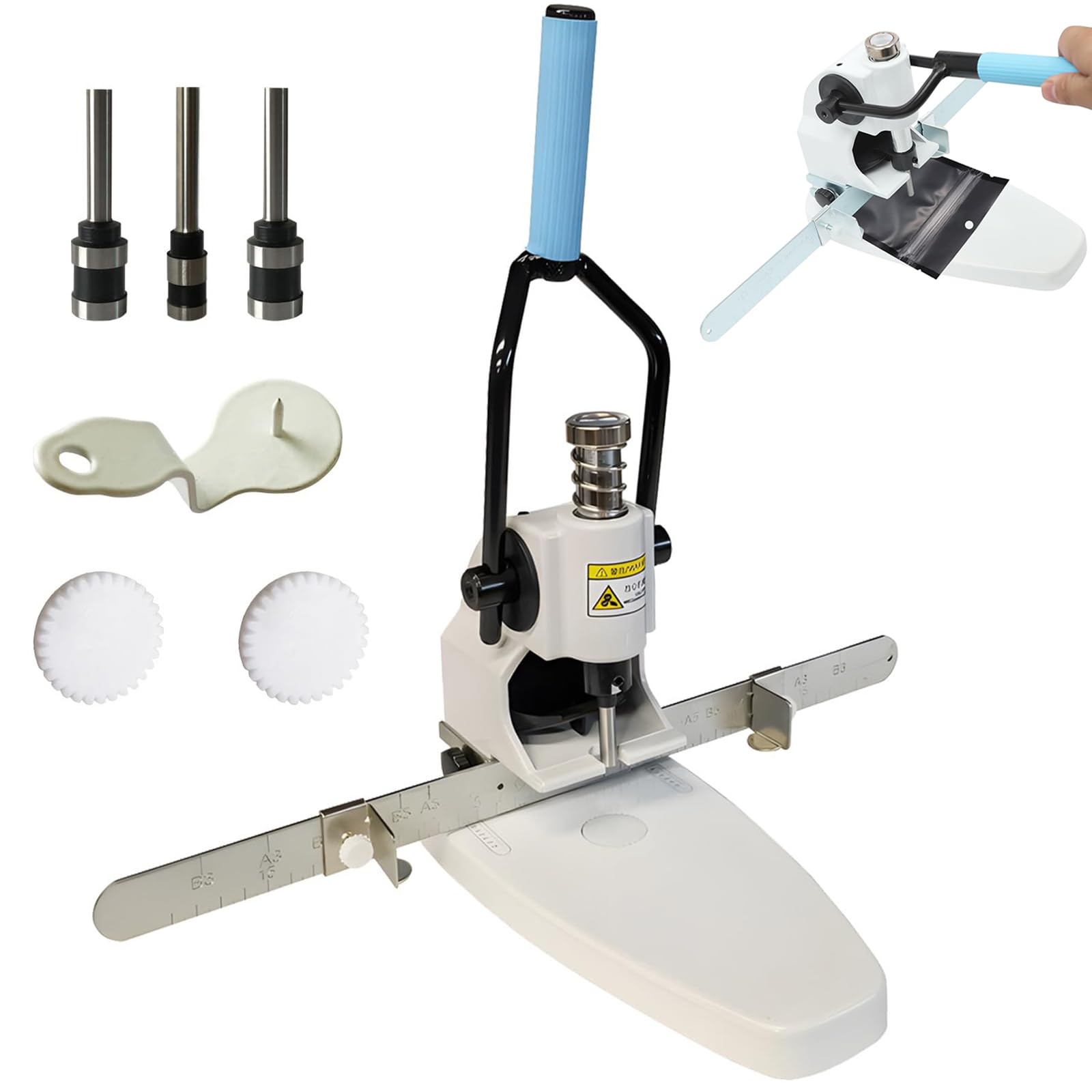 Perforatrice Manuale a Foro Singolo Heavy Duty – Capacità 300 Fogli, Punte da 3 mm 4 mm 8 mm, Righello di Posizionamento Regolabile per Casa, Scuola & Ufficio