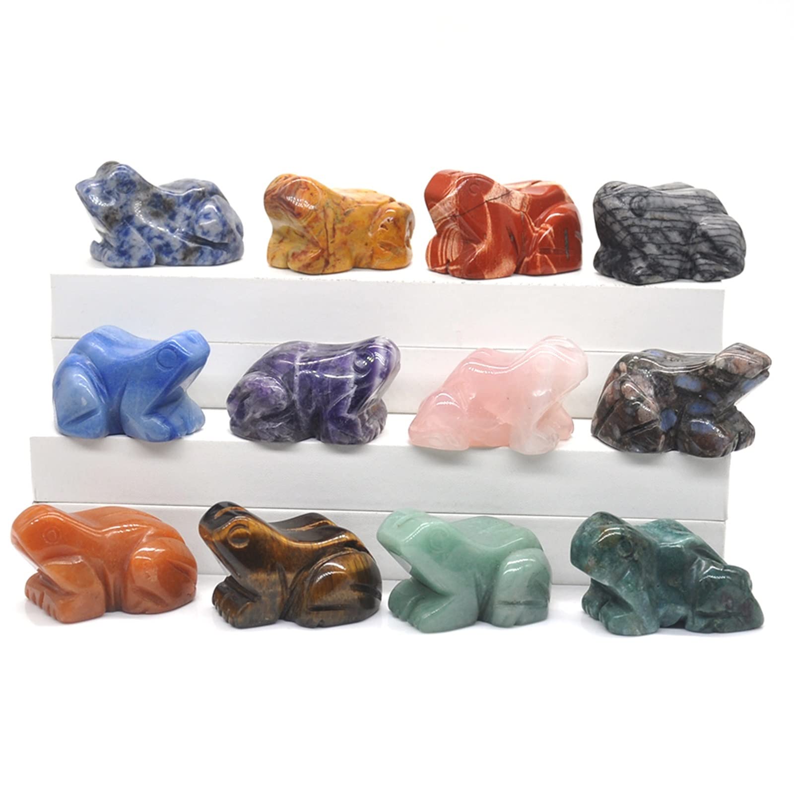 Grenouille en cristal sculpté d'aventurine bleue pour la lithothérapie