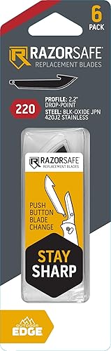 Miniatura 6 de OUTDOOR EDGE Paquete de cuchillas de punto de caída de 2.2" (negro, 6 cuchillas), código de hoja de compatibilidad 220