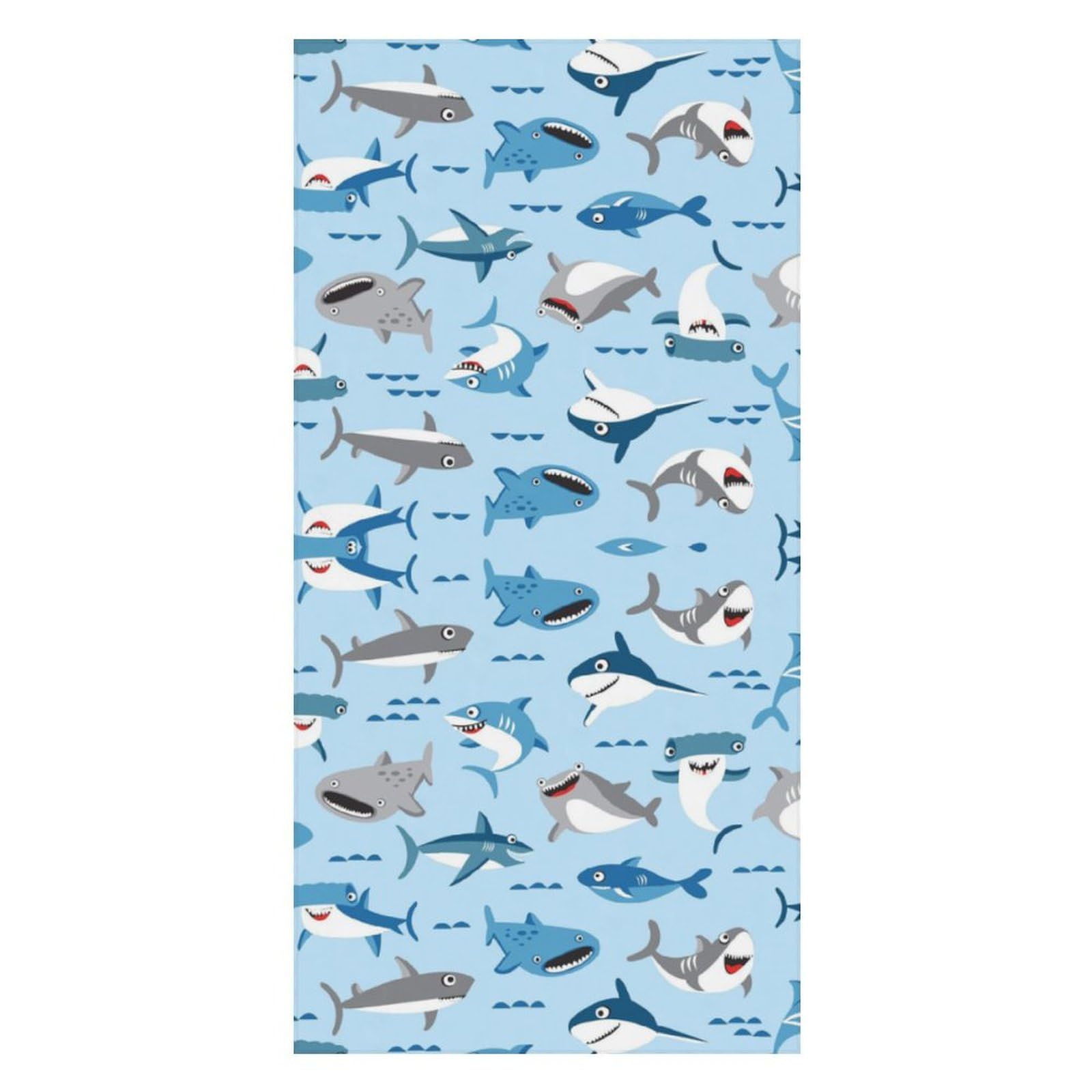 LWORZIIB Beach Towel, Shark Blue Cute Cartoon Bath Towel, Pool Towel Great for Gym Swimming 80 X 160cm