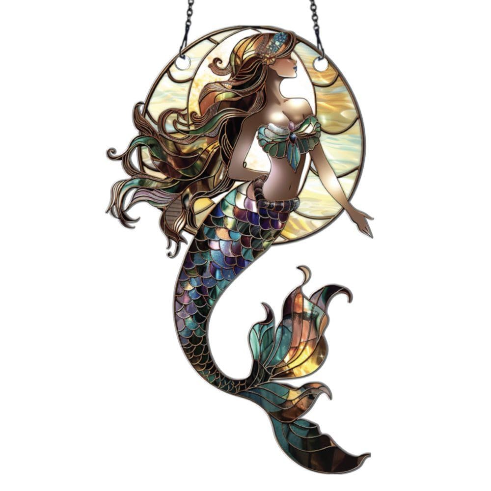Mermaid Ornament Acrylic Window Hanging, Gift for Country Girl Lovers, Home Wall Room Hanging Decor, Christmas Decorations