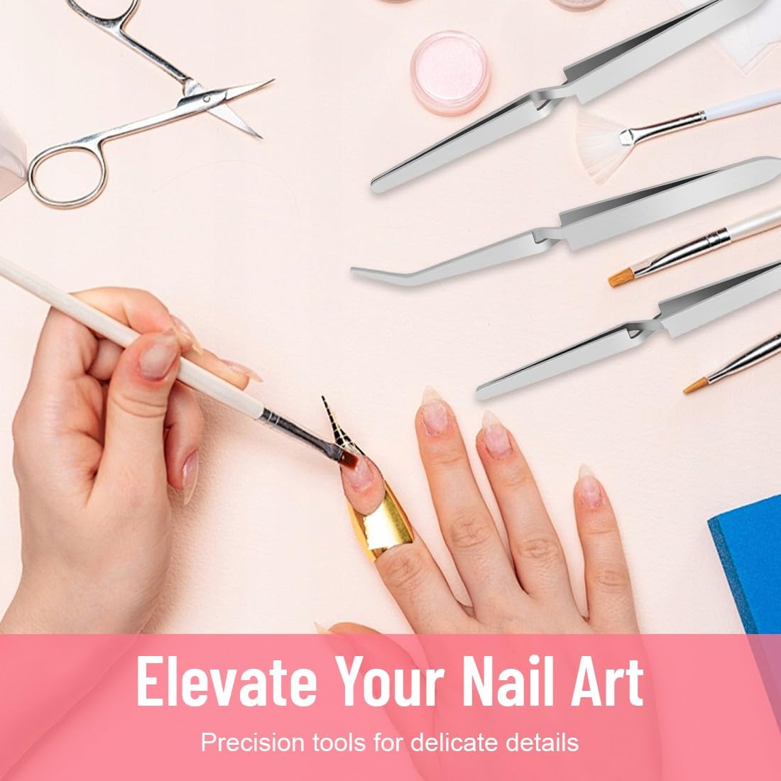 Pinze per Pinzette,3 Pezzi Inzette per Unghie,Pinzette per Ciglia,Pinzettes per Lavori Artigianali,per Gioielli, Nail Art, Elettronica, Riparazioni, Laboratorio