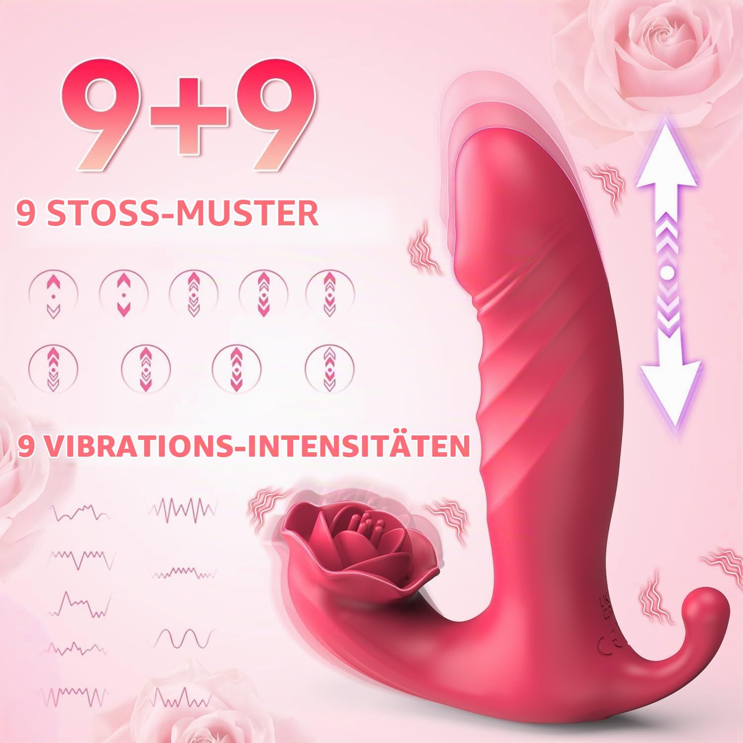 3 IN 1 Silikon Tragbarer Zunge Vibratoren für Sie G-Punkt Klitoris Paar Vibratoren mit 9x9 einstellbar Vibrationsmodi Analvibrator-Stimulator Dildo für frauen Brustwarzen Klitoris Sexspielzeug
