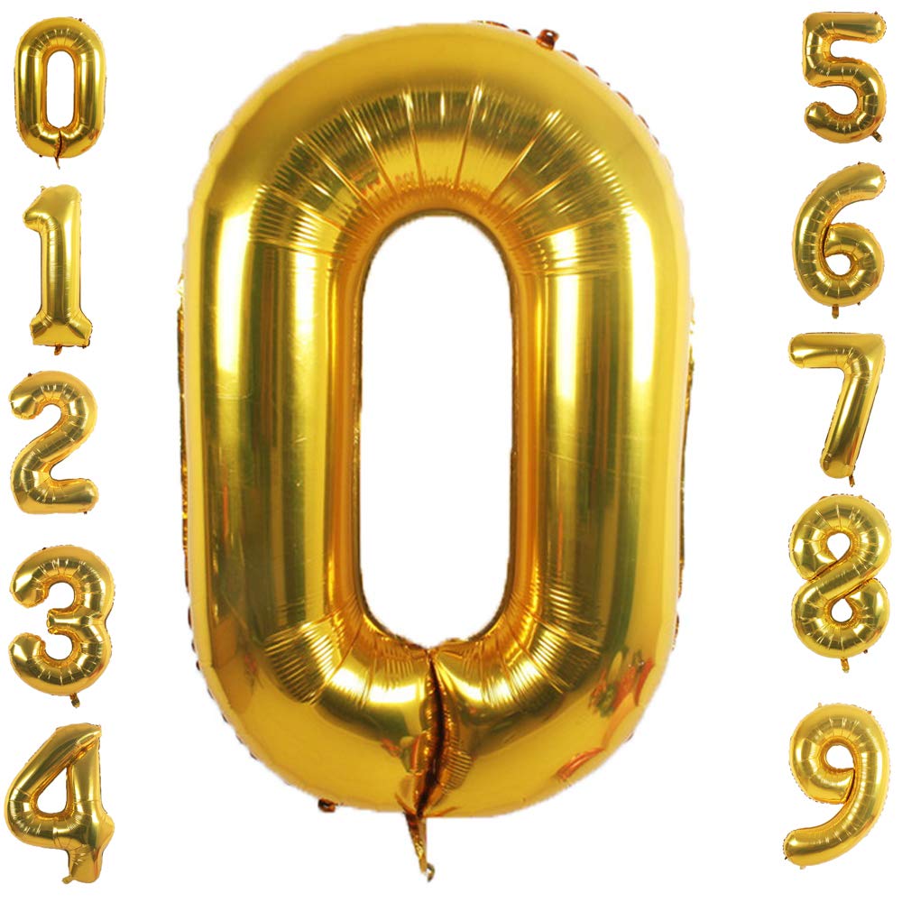 PartyMart Gold Foil Balloons Number 0, 42 inch