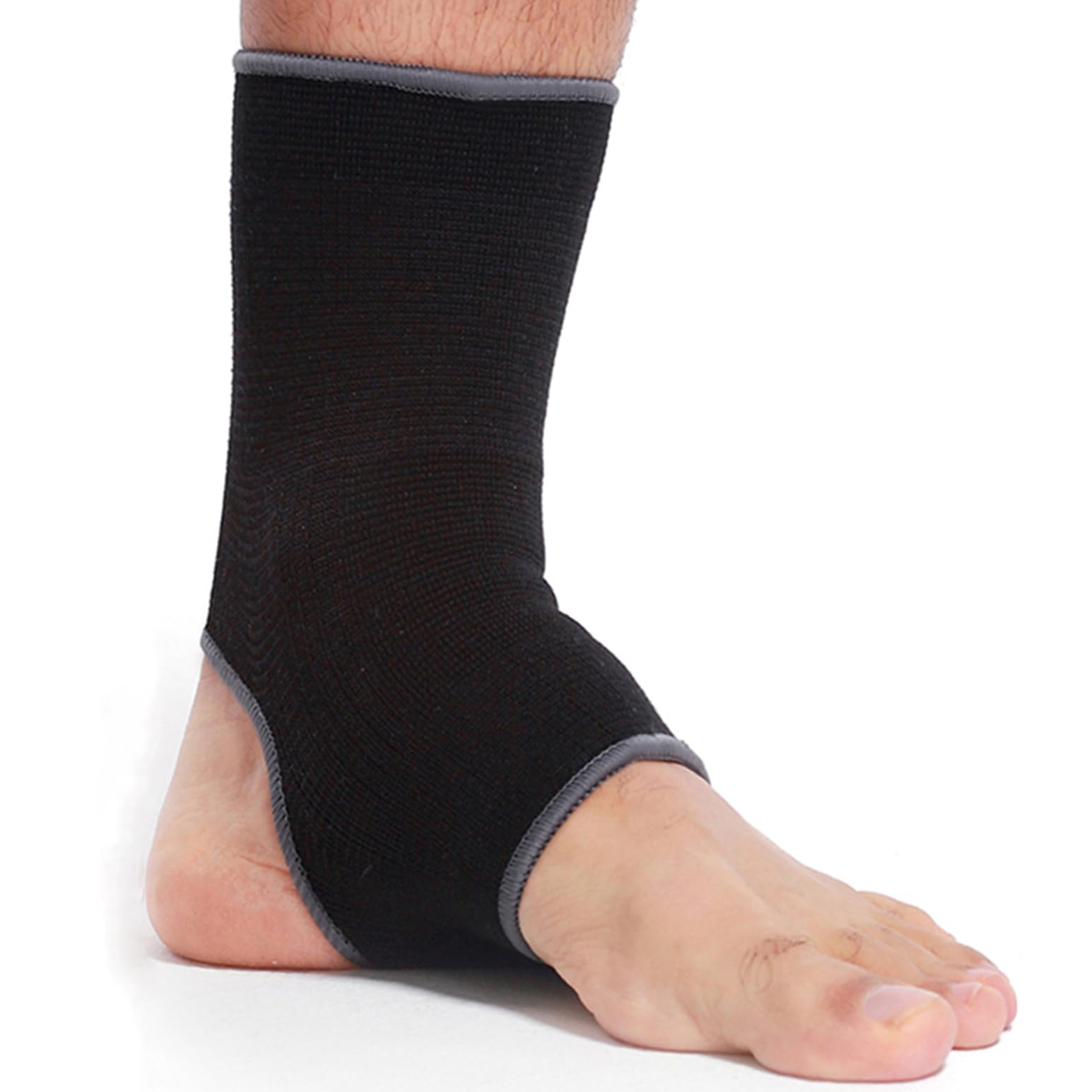 Neotech Care Ankle Support Sleeve - Open Heel, Light, Elastic & Breathable Knitted Fabric - Medium Compression - For Men, Women, Kids - Right or Left Foot (Black Colour, Size M, 1 Unit)
