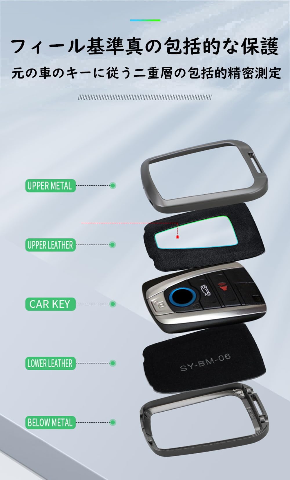 Ysbxitu Funda Para Llave Con Llavero De Piel, Accesorio Para BMW I8 I3, Funda Protectora Para Mando A Distancia, Funda Protectora Resistente A Los Arañazos, Funda Para Llave De Coche, Funda De