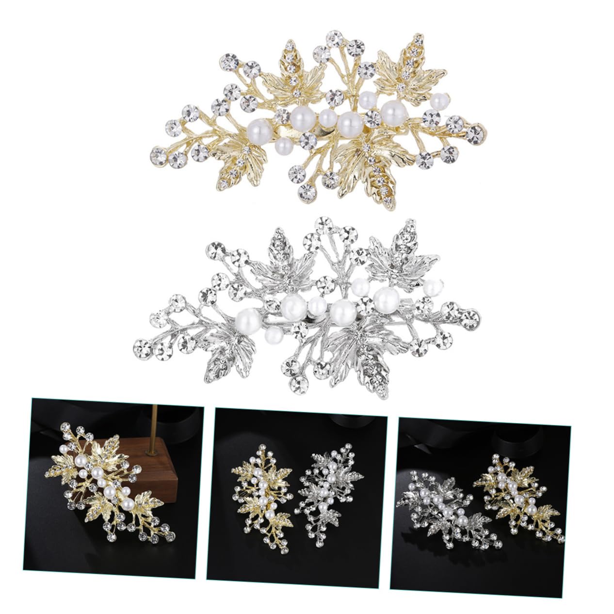 Ipetboom 10piezas Horquillas De Perlas Diseño Para Novias Accesorios De Cabello Brillantes Rhinestones Clips Para Boda y Eventos Especiales