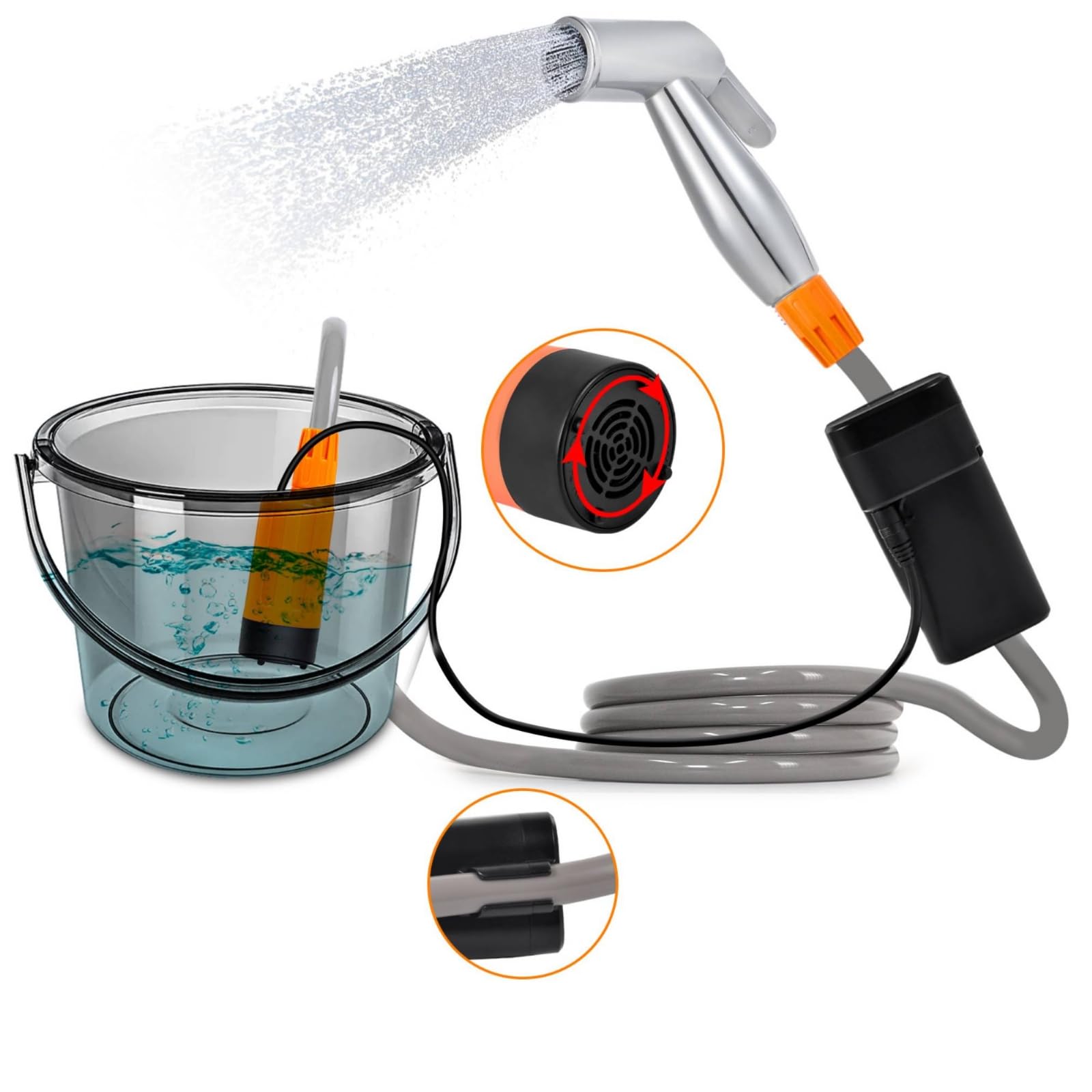 predolo Ducha Camping con Bomba Eléctrica Ligera Ducha Portátil con Bomba Eléctrica Silenciosa para Campistas