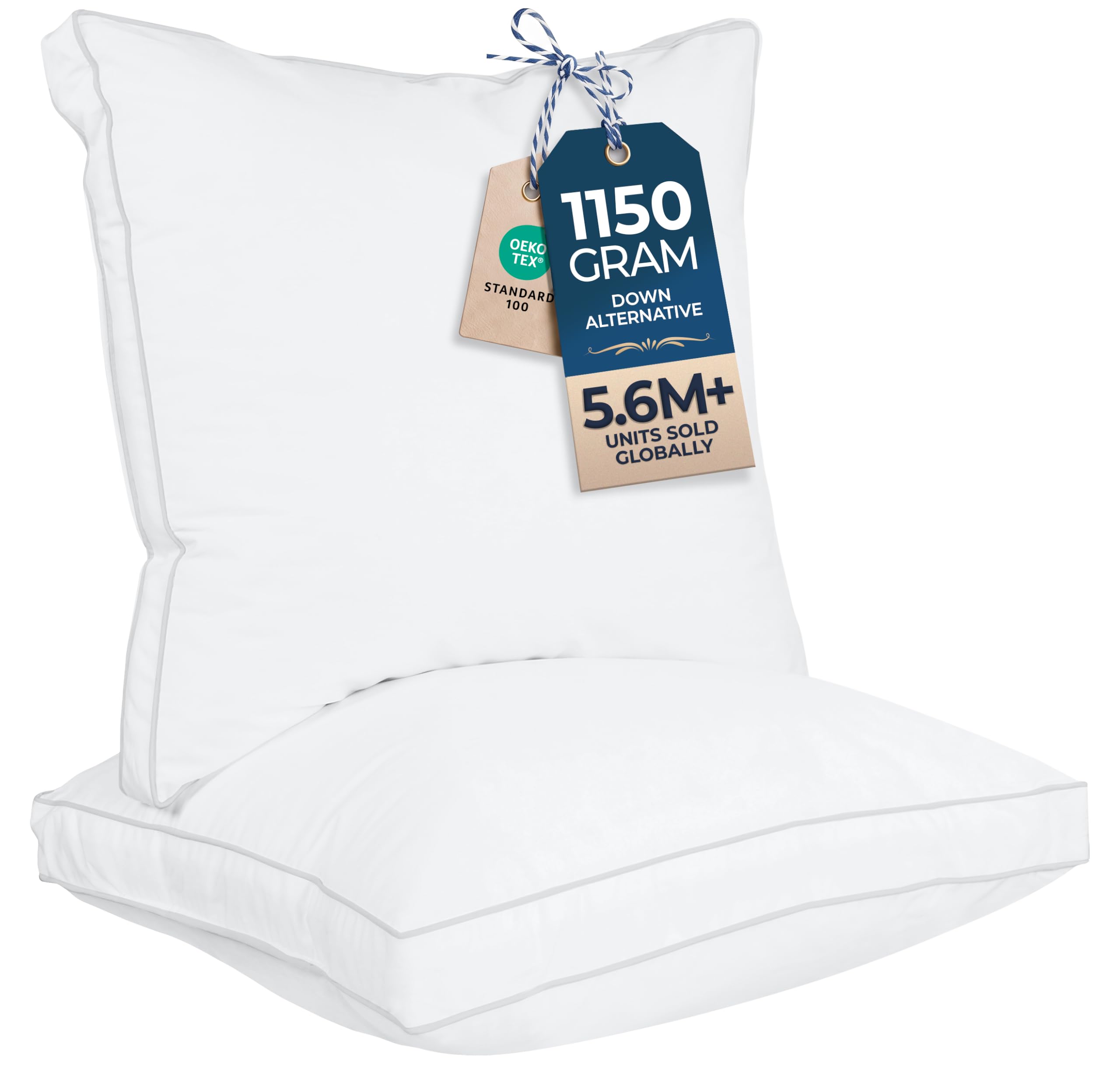 Utopia Bedding Bed Pillows for Sleeping European Size (White), Set of 2, Cooling Hotel Quality, Gusseted Pillow for Back, Stomach or Side Sleepers