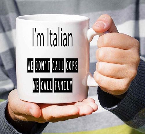 Miniatura 5 de Regalo ideal para italianos, una gran sorpresa de cumpleaños para cuñado italiano, We Don't Call Cops, taza de café de cerámica blanca de 11 onzas
