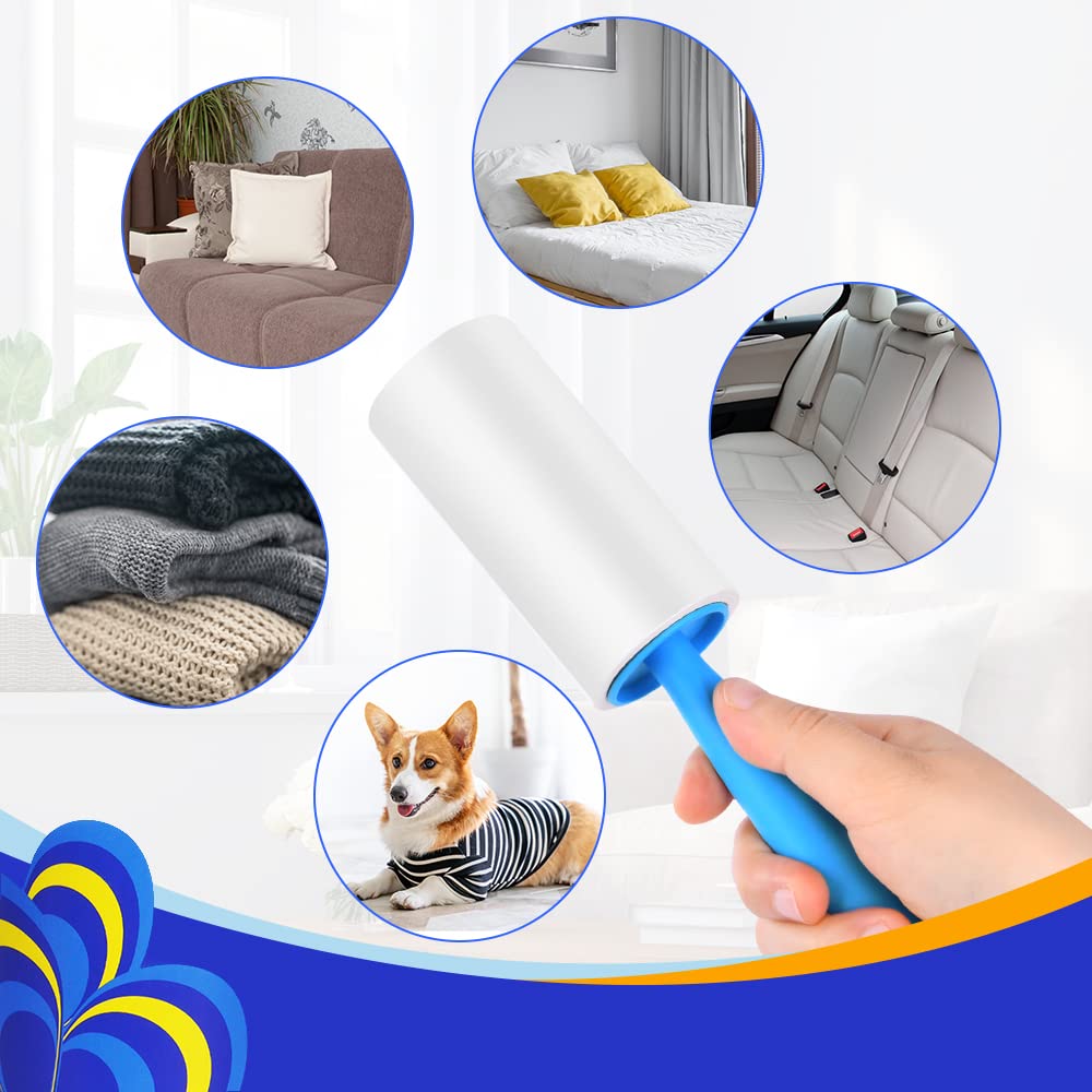 flintronic Rullo Togli Peli Animali, 420 Fogli Rullo Rimozione Peli di Animali, 7 Rotoli + 1 Manico, Togli Peli per Rimuove Cani Gatti, Rullo per Animali, Spazzola Adesiva Rullo, Rullo Levapelucchi