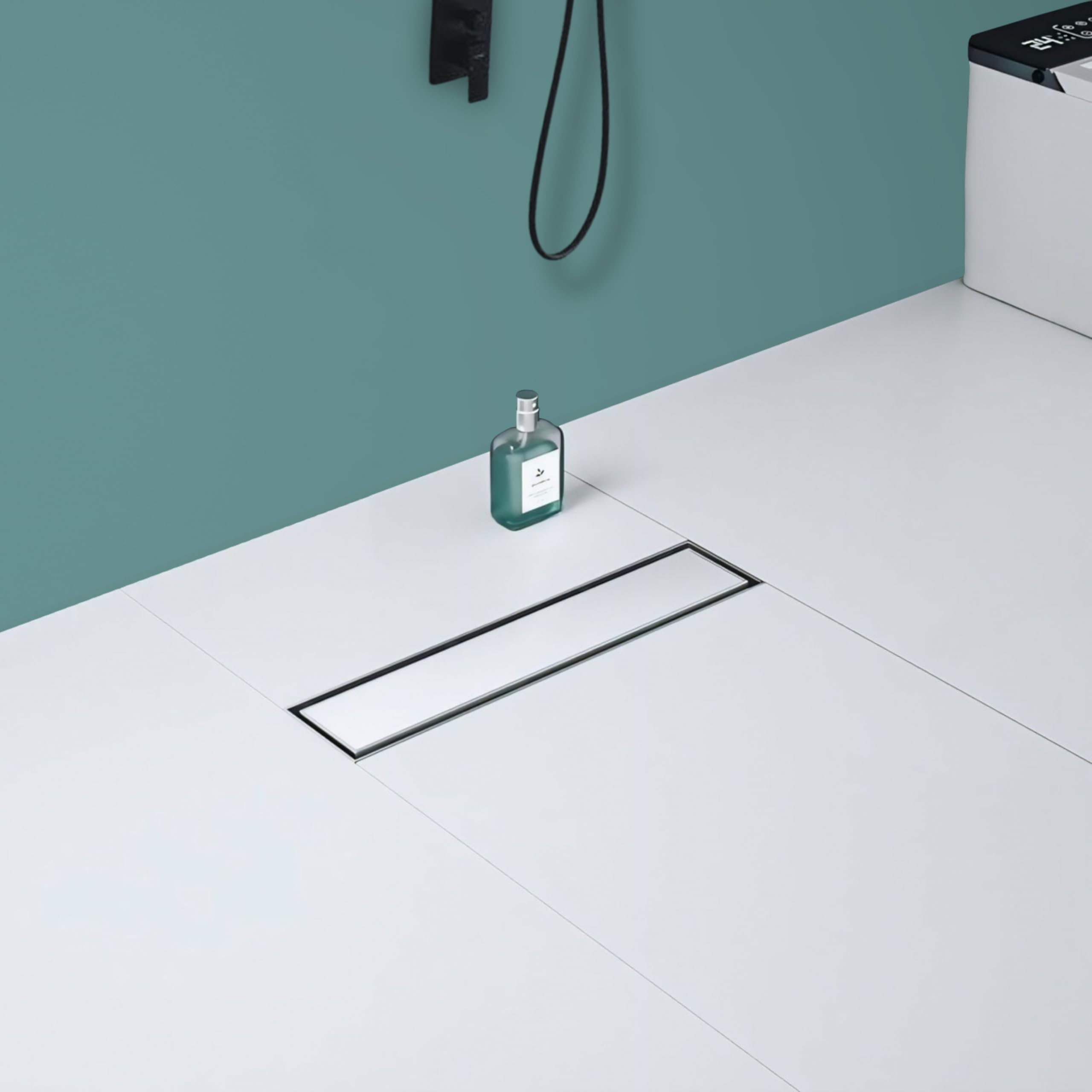 InBath Tile Insert Drain 18”x4” Stainless Steel 304 Grade Bathroom Floor Water Drainer | Tile/Marble Insert Without Collar | Centre Hole Design-image-28