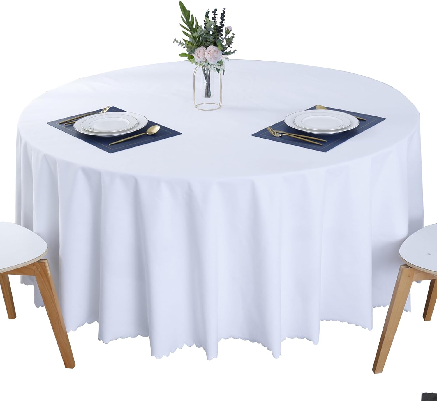BHOMTY Round StainResistant Tablecloth Cotton Linen Tablecloth