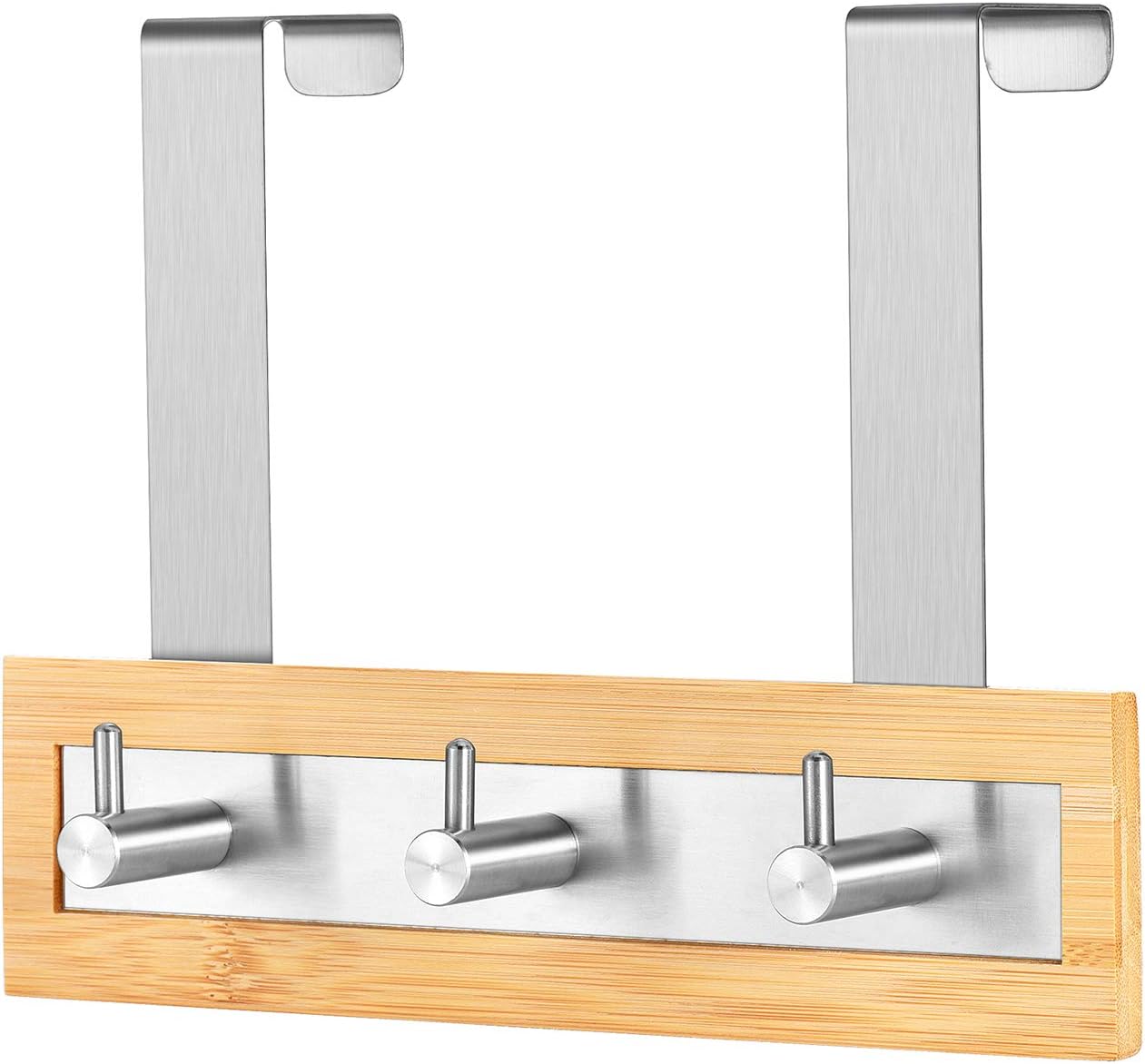 ToiletTree Products Bamboo Stainless Steel Over-The-Door Towel Hooks – Durable Coat, Clothes, and Towel Rack to Use in The Bathroom, Laundry Room, and Closet – 3 Hooks ToiletTree Products Bamboo Stainless Steel Over-The-Door Towel Hooks – Durable Coat, Clothes, and Towel Rack to Use in The Bathroom, Laundry Room, and Closet – 3 Hooks