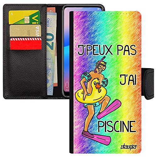 Coque Samsung Note 10 Lite personnalisée piscine, housse en cuir rigolo pour nageur