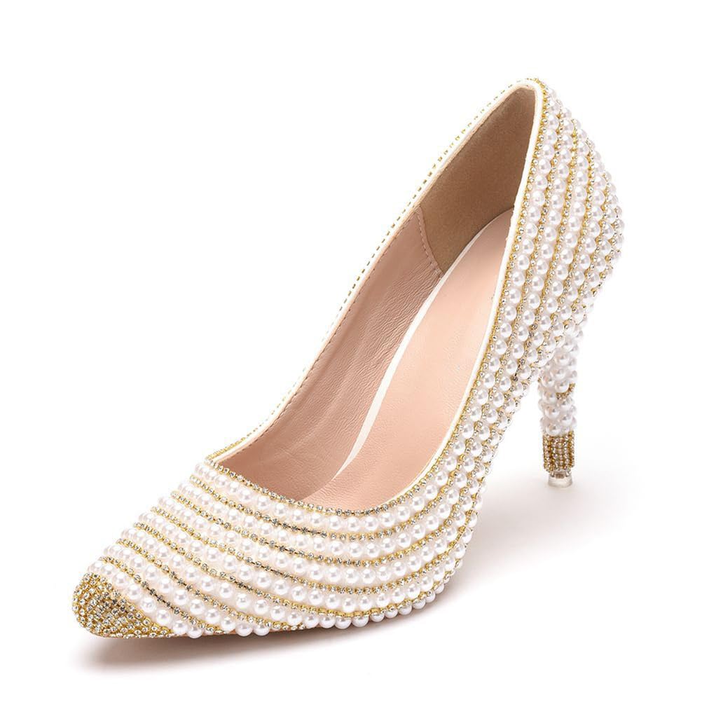 Tacchi Alti da Donna Décolleté Chiuse a Punta Stiletto 3.7IN Tacchi Vestito Scarpe da Sposa