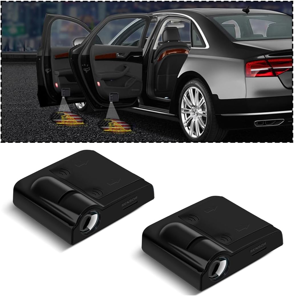 2Pcs Universal Car Door Lights Logo Projector, Auto Door Projection Wireless LED Welcome Courtesy Light, Welcome Ghost Shadow Lamp Vehicle Accessories Fit for Most Cars (Style F)