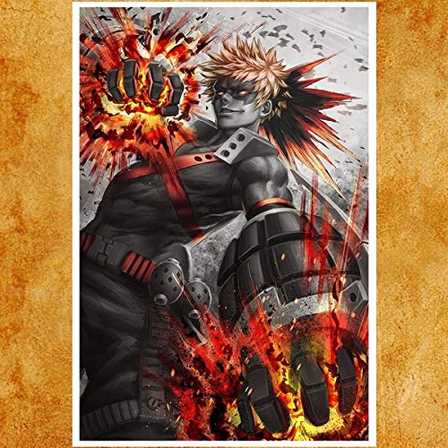 Hot Selling Home Decor Print oil painting on canvas Wall Art,Bakugo Katsuki My Hero Academia (12x18inch-Framed/Ready to hang)