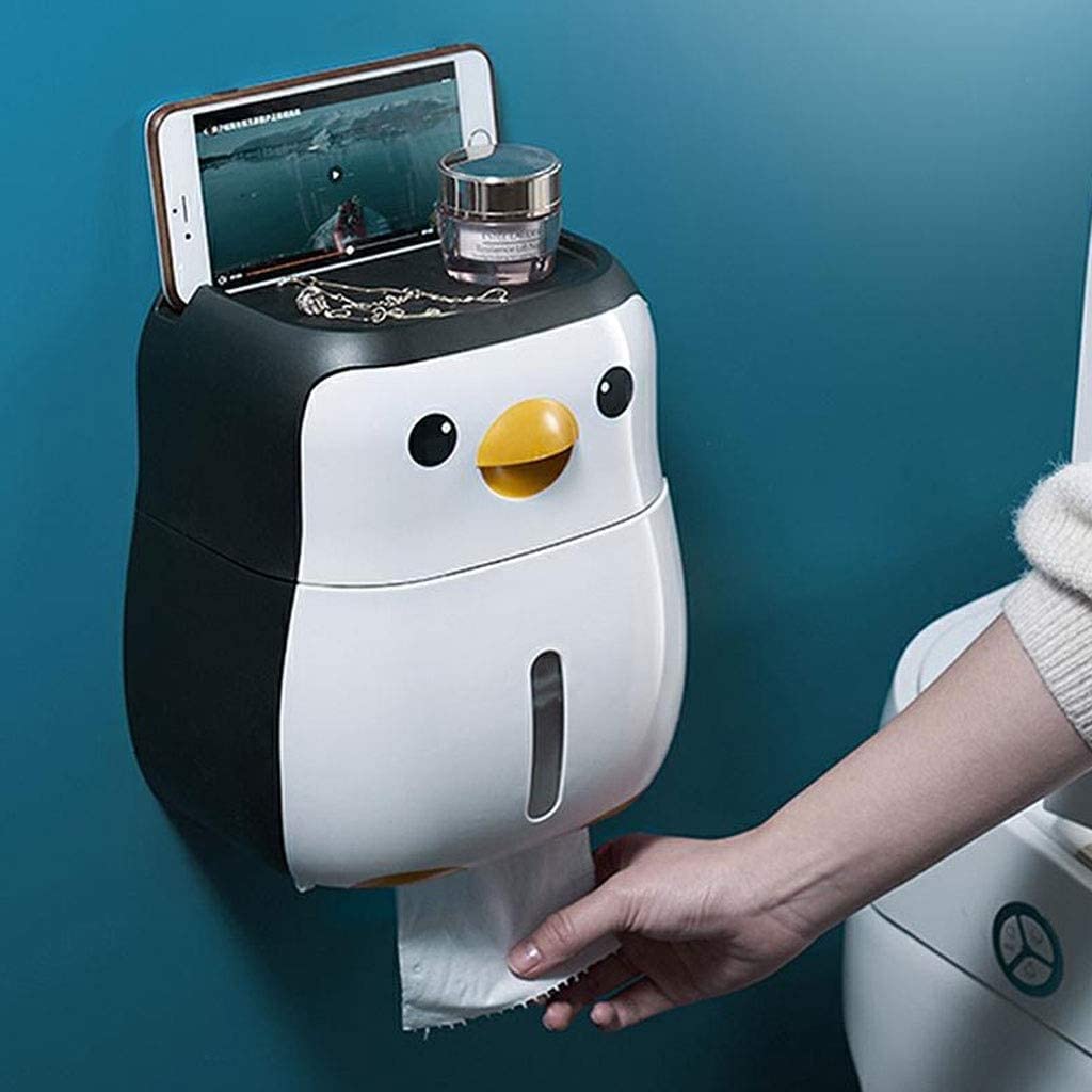 Pokrowiec na chusteczkę do twarzy, uchwyt na chusteczkę do biurowego uchwytu na papier toaletowy do montażu na ścianie uchwyt na papier toaletowy Penguin, schowek, taca na papier toaletowy, wodoodporn