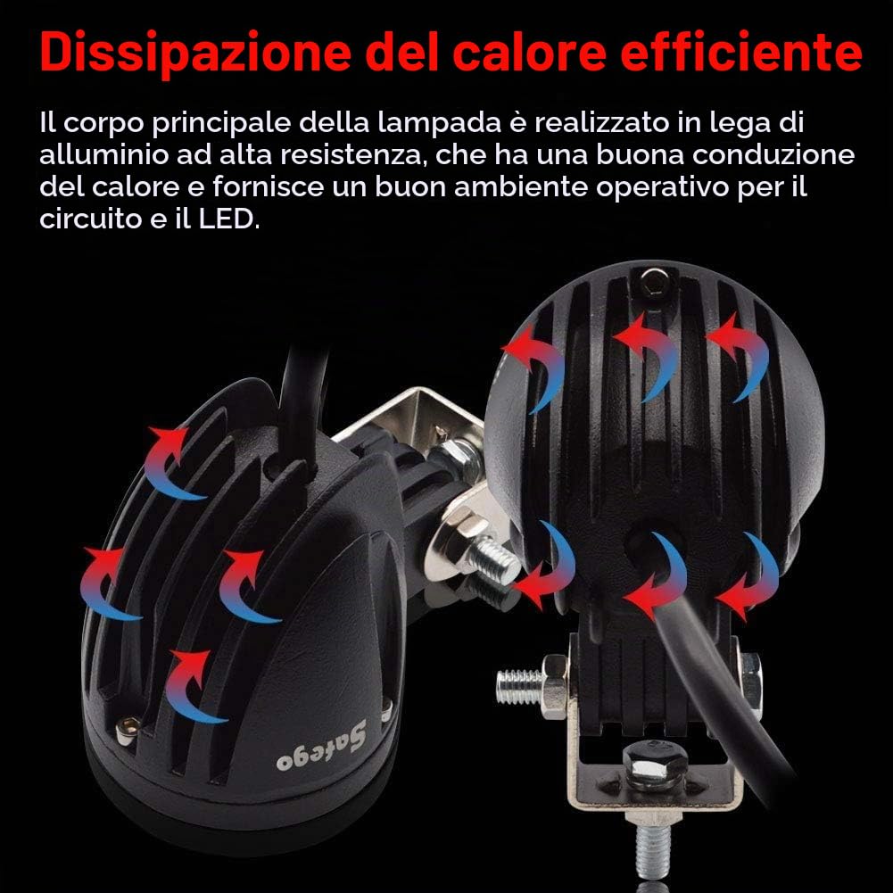 Safego 2 x 10W Moto FARO DA LAVORO LUCE DI PROFONDITA' A LED 10W Lampada Lavoro Offroad Truck Auto Barca Mining faro luci supplementari lavorare luci Inondazione