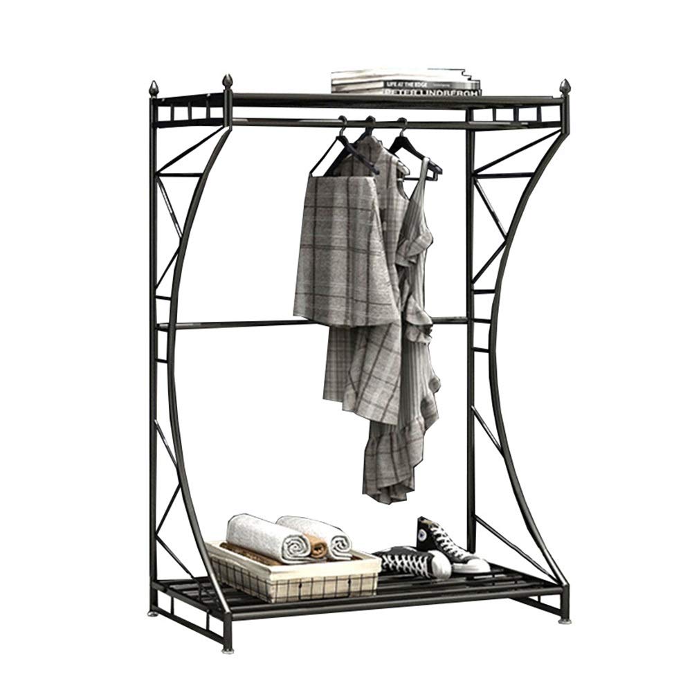 Kleiderstange im nordischen Stil aus Metall zum Aufhängen, strapazierfähige Kleiderstange, Kleiderständer, Schwarz, 120 × 40 × 160 cm, Belastung 260 Lb