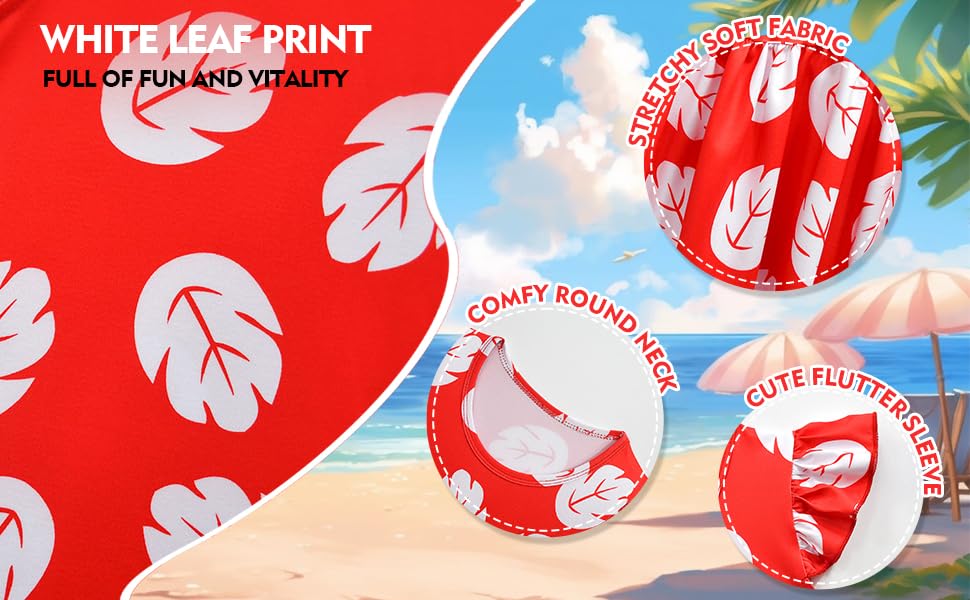 Hawaiian Little Girls Costume Dress with Luau Flower Leis Accessories Flower Hair Clip4