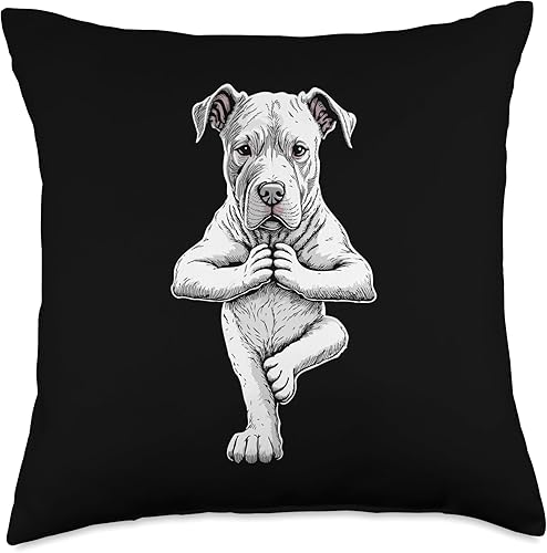 Miniatura 4 de Dogo Argentino Dog Yoga Puppy Funny Dogs Tree Pose Asana Throw Pillow